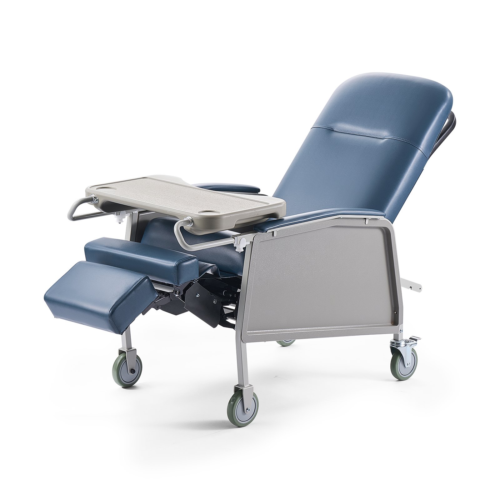 VEVOR Medical Reclining Chair, with 3 reclining positions, geriatric chair with 4 wheels, soft padded seat & removable tray, ideal for hospitals, nursing homes & home care