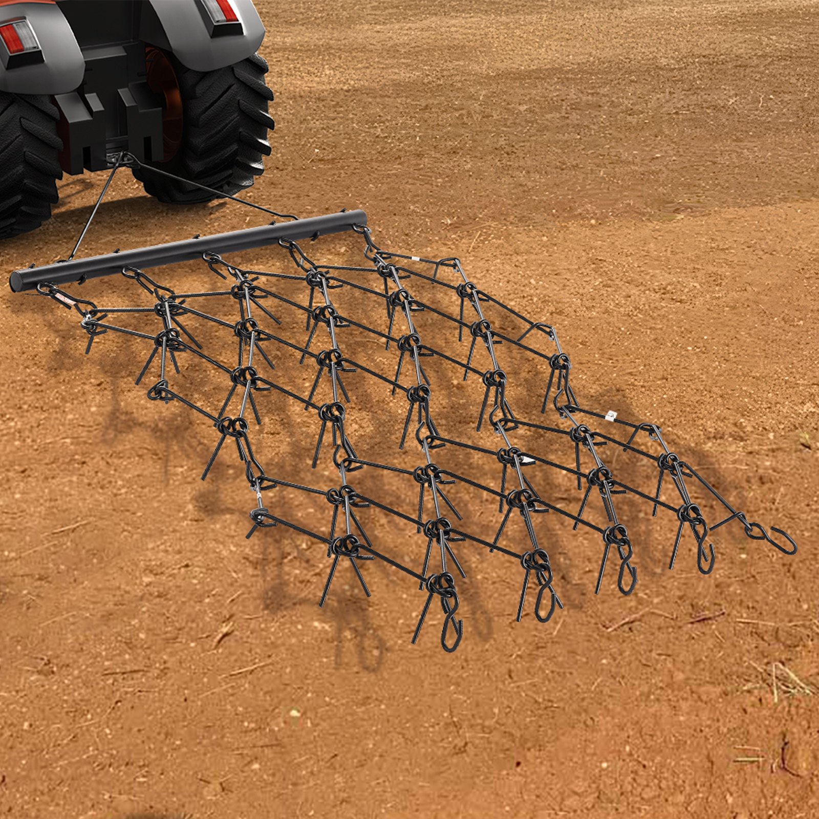VEVOR trailing harrow, 1707x1219mm, meadow harrow with 80 sharp teeth, suitable for ATV & UTV tractor, for soil preparation, sowing, smoothing landscapes & maintenance of gravel driveways