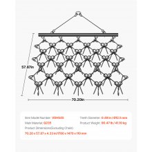 VEVOR Rastrillo de Cadena de 178 x 147 cm con 60 Dientes Afilados para Tractores