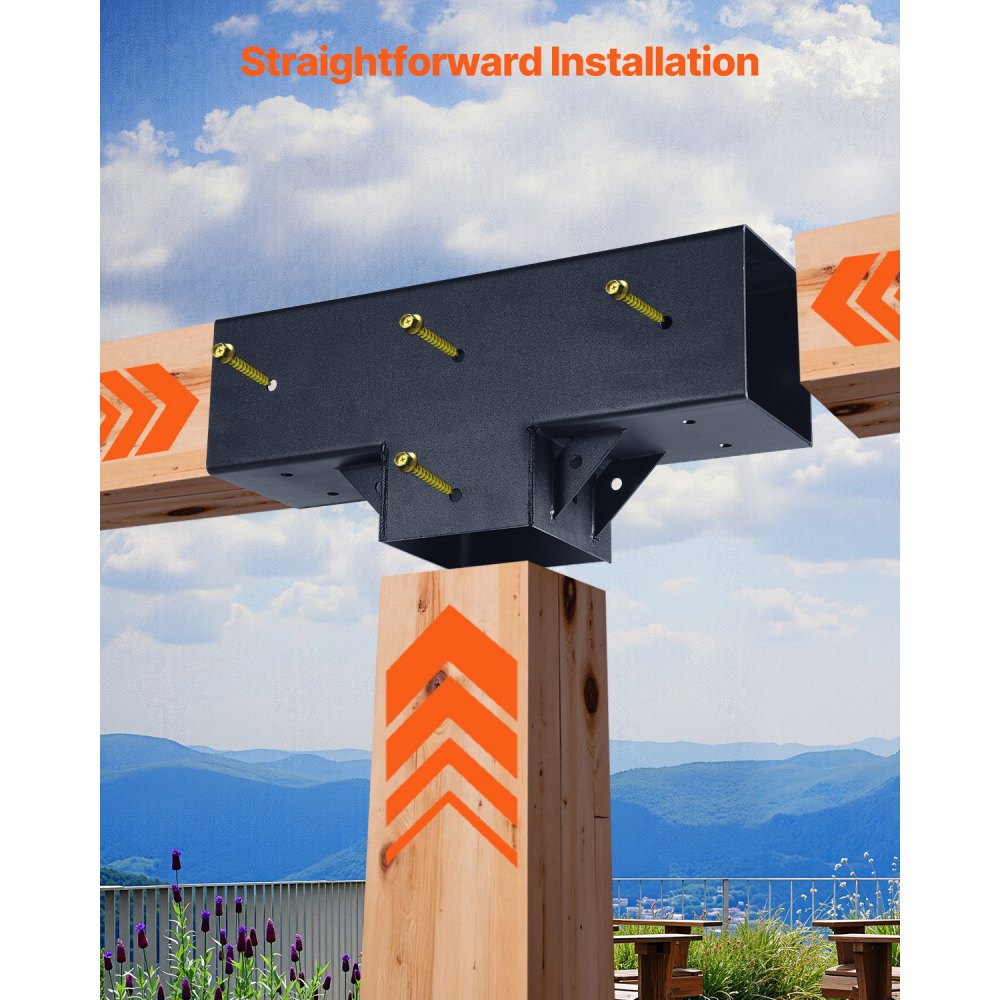 VEVOR Kit de Pérgola en Forma de T, 10 x 10 cm, de 3 Vías, Kit de Soporte de Cenador de Carpintería DIY con Tornillos para Vigas de Madera de 92 x 92 mm en Tamaño Real para Banquetes y Fiestas