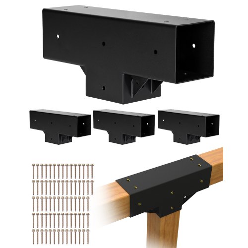 VEVOR Kit de Pérgola en Forma de T, 10 x 10 cm, 3 Vías, Kit de Soporte de Cenador de Carpintería DIY con Tornillos para Vigas de Madera 92 x 92 mm en Tamaño Real para Banquetes y Fiestas, 4 uds