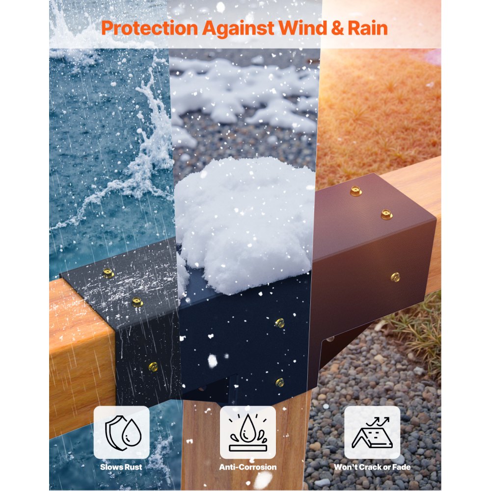 VEVOR Kit de Pérgola en Forma de T, 10 x 10 cm, 3 Vías, Kit de Soporte de Cenador de Carpintería DIY con Tornillos para Vigas de Madera 92 x 92 mm en Tamaño Real para Banquetes y Fiestas, 4 uds