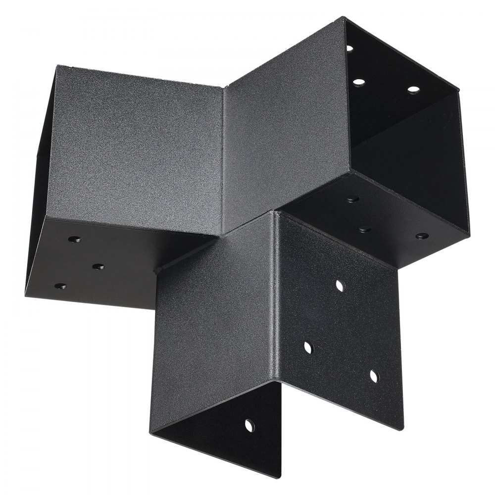VEVOR Kit de Soportes para Pérgola de 10 x 10 cm para Techo Puntiagudo de Madera de 92 x 92 mm en Tamaño Real, de 3 o 4 Vías con Bases para Postes y Pérgolas y Cobertizos de Exterior, 14 Piezas