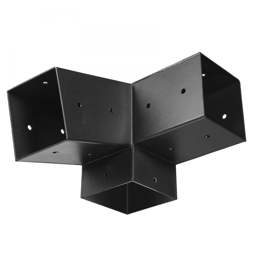 VEVOR Kit de Soporte Inclinado a Pérgola 3 Vías 10 x 10 cm para Vigas de Madera 92 x 92 mm en Tamaño Real, Acero al Carbono, con Tornillos y Bases para Postes, para Cenadores y Cobertizos, 8 uds