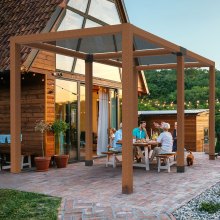 VEVOR Kit de Soportes Estables para Pérgola, 15 x 15 cm, 2 Soportes de Esquina Resistentes de 4 Vías, Fácil Instalación, Vigas de Madera para Cenadores, Pérgolas de Patio y Cabañas de Madera