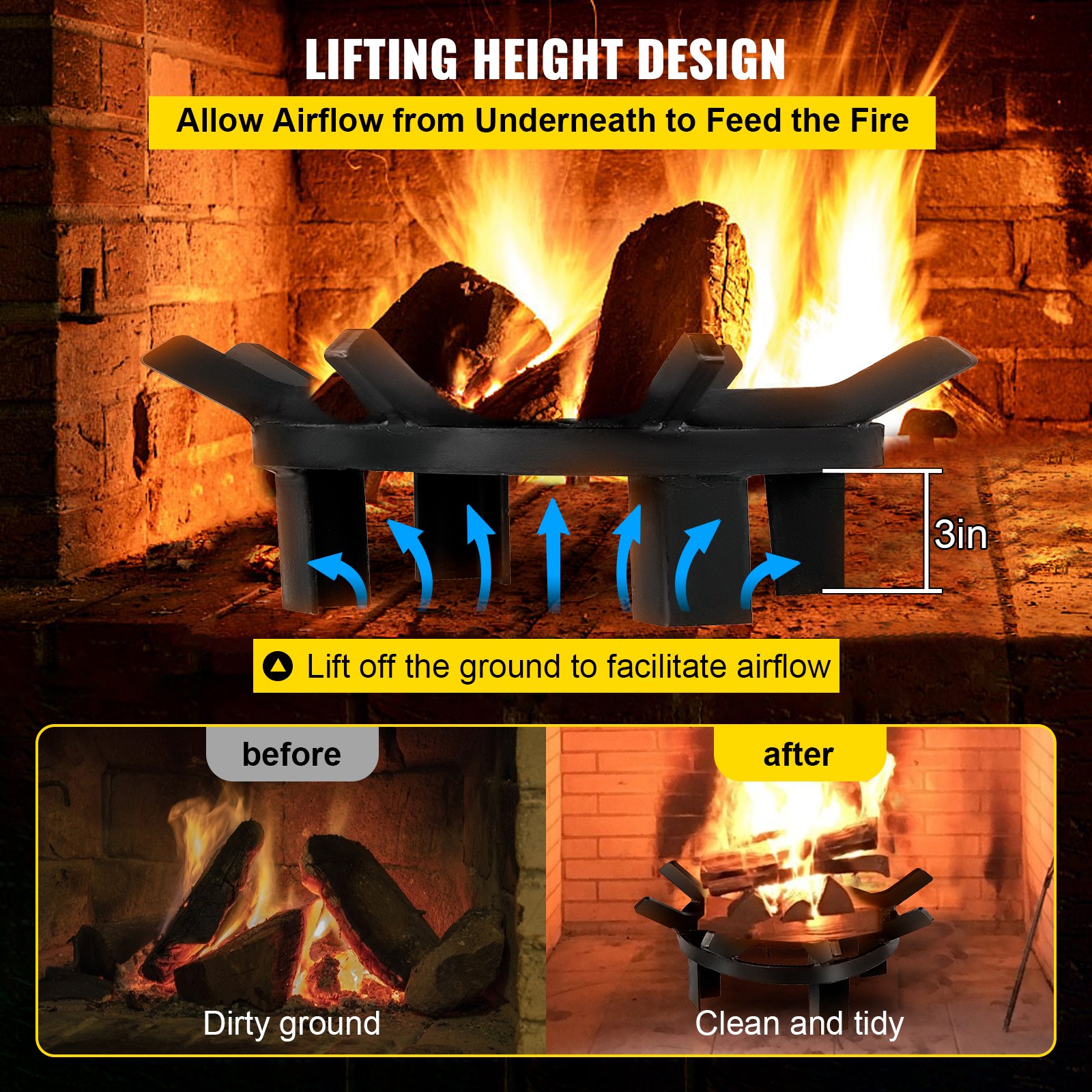 VEVOR Soporte universal para cocina, Rejilla de Fuego de Rueda 30,5cm, Rejilla de Pozo de Fuego de Acero, Rejilla de Fogata de Fuego, Parrillas de Fuego Redondas, Parrilla de Fuego al Aire Libre