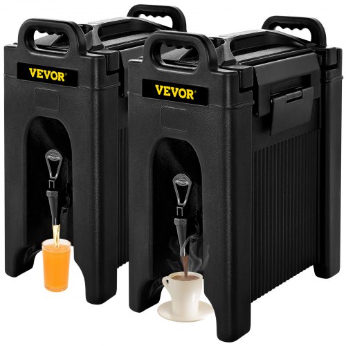 VEVOR Dispensador de Bebidas 5Galx2 Tanques Máquina Comercial de Bebidas 42,5x26x65,5 cm Material de LLDPE, PU y PP Dispensador de Bebidas con Grifo Tiempo de Retención de 6 h con Manijas Ergonómicas