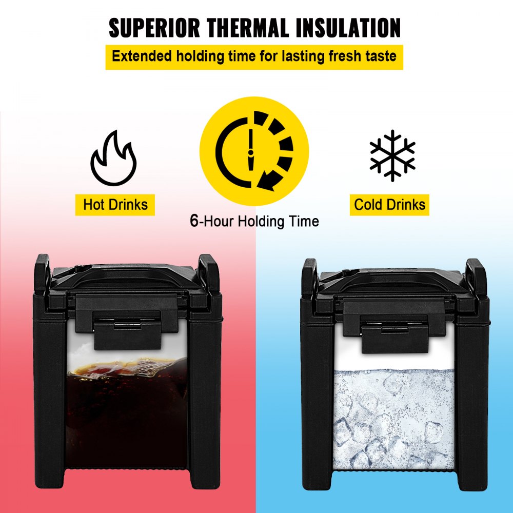 VEVOR Dispensador de Bebidas 5Galx2 Tanques Máquina Comercial de Bebidas 42,5x26x65,5 cm Material de LLDPE, PU y PP Dispensador de Bebidas con Grifo Tiempo de Retención de 6 h con Manijas Ergonómicas