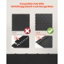 VEVOR Kit de Bordes Macho para Baldosas de Garaje, 15 Piezas, Modulares y Entrelazados, PP, Antideslizantes, Solo Compatibles con Baldosas de Garaje Mejoradas, 6 Cerraduras VEVOR, Color Negro