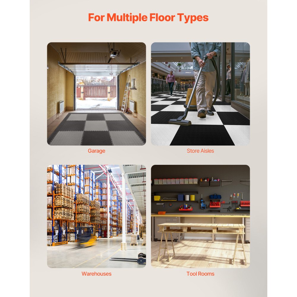 VEVOR Kit de Bordes para Baldosas de Garaje, 12 Piezas, 4 Esquinas, Modulares y Entrelazables, PVC, Antideslizantes, Solo Compatibles con Baldosas Entrelazables de 4 Lados VEVOR, Color Negro