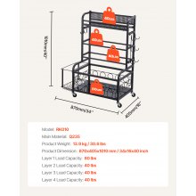 VEVOR Organizador de Equipos de Entrenamiento Gimnasio Casa 870 x 405 x 1010 mm