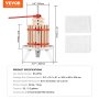 VEVOR Prensa de Vino de Fruta 12 L Cesta de Madera Maciza con 6 Bloques Exprimidor Manual Prensa para Hacer Zumo, Sidra, Manzana, Uva, Verduras, Miel, Aceite de Oliva con Barra de Mango para Cocina