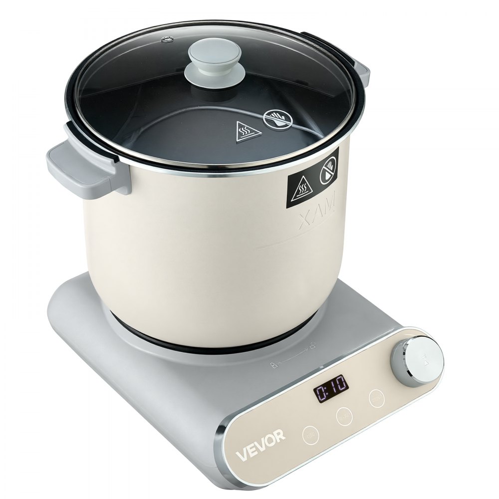 VEVOR Amasadora Eléctrica 7L para Preparar Masa con Función de Fermentación, Olla de Aluminio Antiadherente y Cuerpo de PP, con Temporizador, Panel de Control Visible, para Pizza, Pasta, Fufu, Panes
