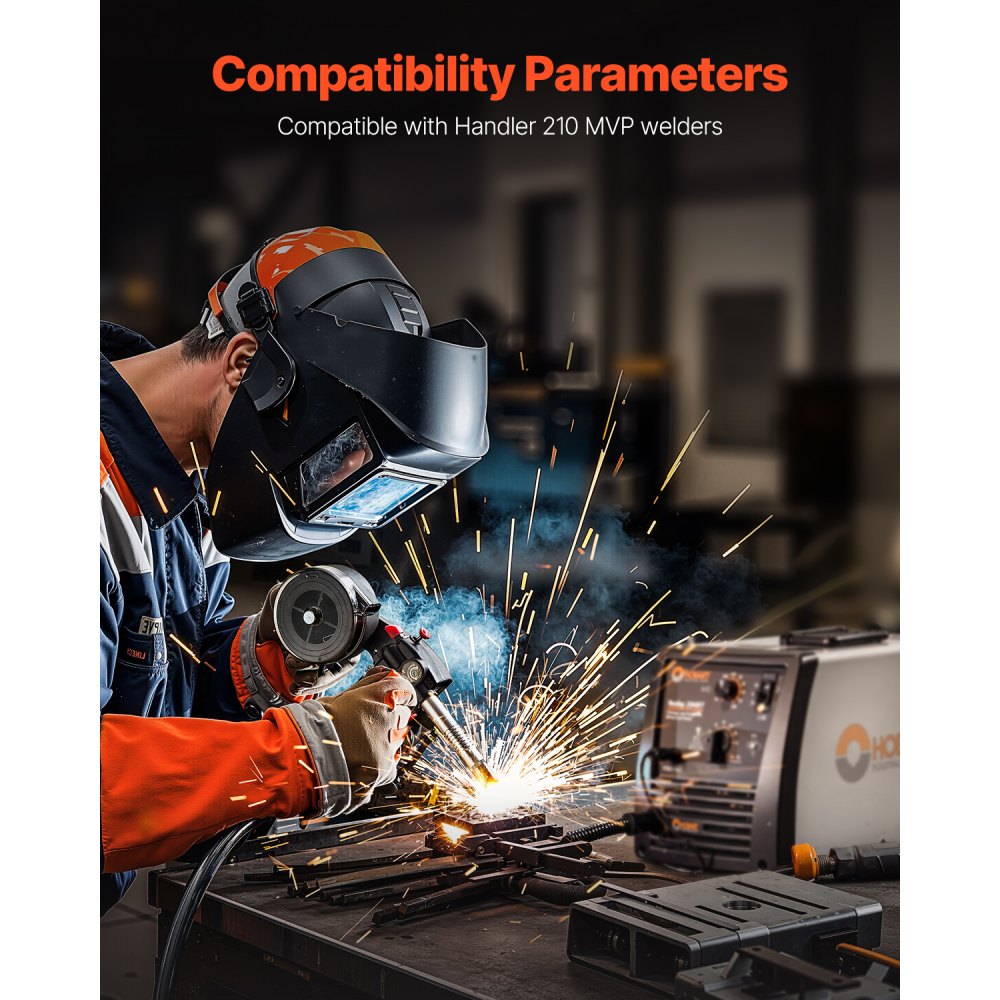 VEVOR 100-A welding coil gun with 3 m cable, compatible with Hobart Handler 210 MVP MIG welding machines, suitable for 0.58/0.0762/0.0899 cm flux-cored/solid/aluminum welding wires