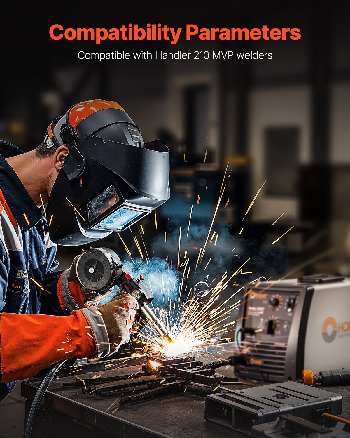 VEVOR 100-A welding coil gun with 3 m cable, compatible with Hobart Handler 210 MVP MIG welding machines, suitable for 0.58/0.0762/0.0899 cm flux-cored/solid/aluminum welding wires