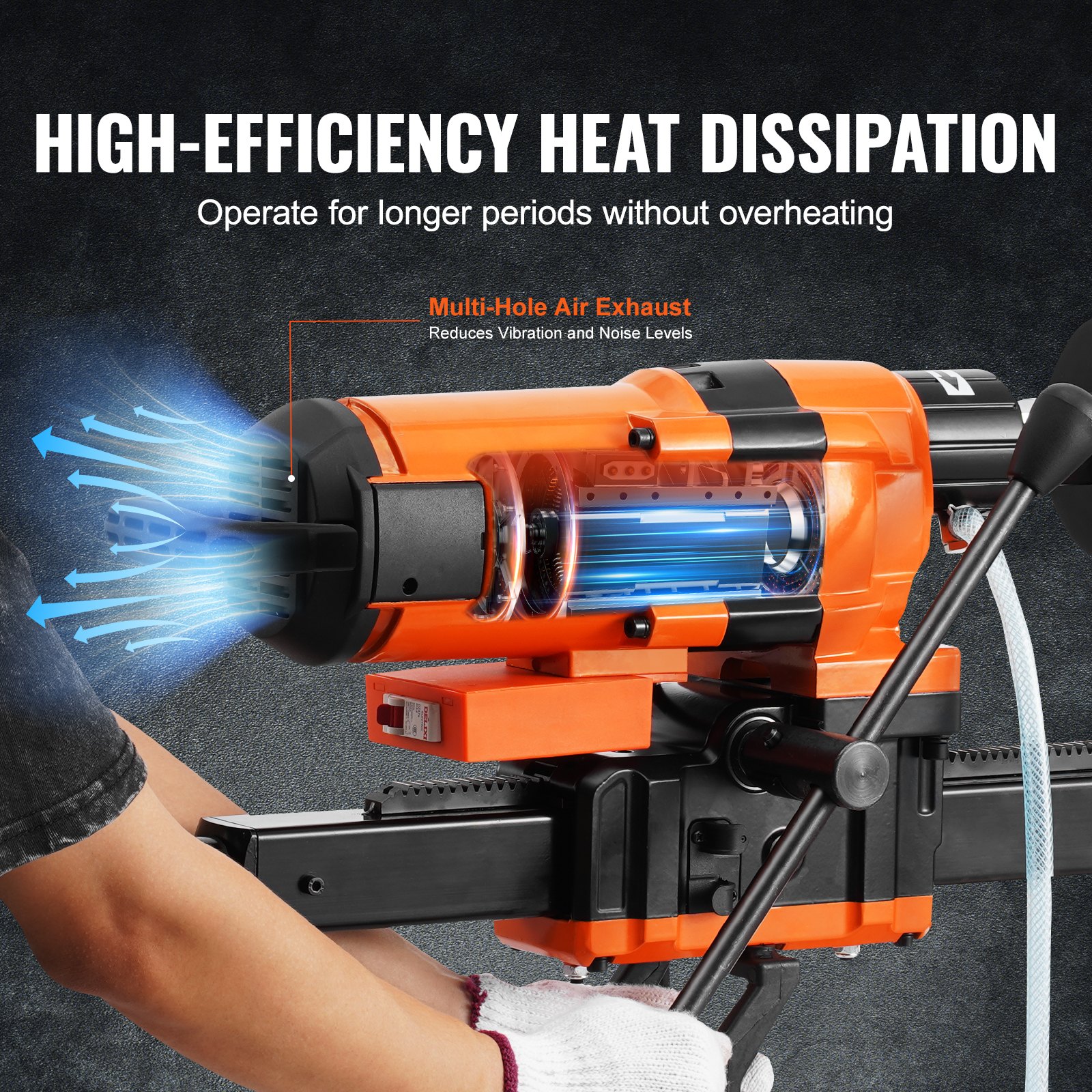 Taladro de núcleo VEVOR, taladro de núcleo de diamante de 0,8 a 11,8 pulgadas de diámetro con soporte y broca para taladro de núcleo, taladro de núcleo de hormigón resistente de 3500 W, uso húmedo y seco, para hormigón, ladrillo, mármol