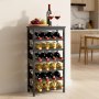 VEVOR Botellero de Bambú para 24 Botellas, 6 Niveles, Independiente, Capacidad de Carga Total de 36 kg, Ideal para Cocina, Bodega, Bar, Comedor o Sala de Estar, Color Negro, 410 x 240 x 823 mm