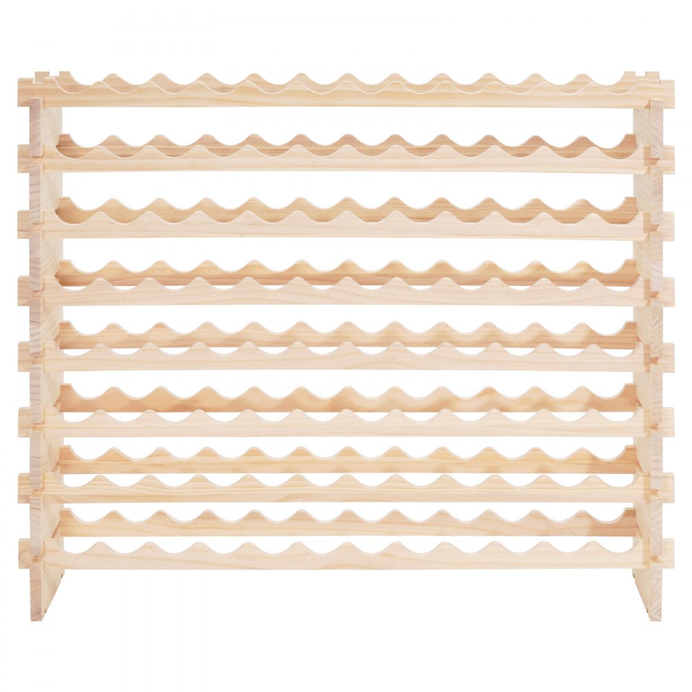 VEVOR Botellero Modular Apilable para 96 ​​Botellas, 8 Niveles, con Capacidad de Carga Total de 112 kg, Estable, Ideal para Cocina, Bodega, Bar y Vinoteca, Madera de Pino, 1130 x 290 x 962 mm