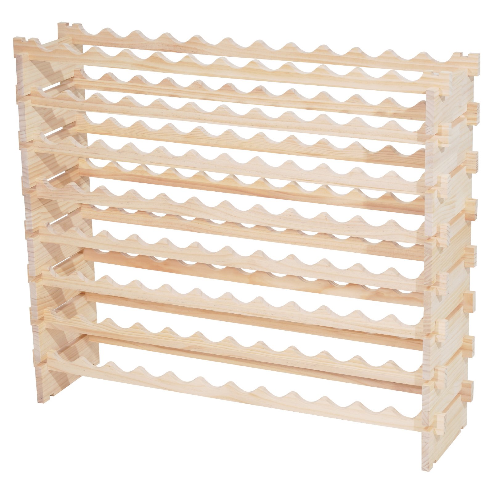 VEVOR Botellero Modular Apilable para 96 ​​Botellas, 8 Niveles, con Capacidad de Carga Total de 112 kg, Estable, Ideal para Cocina, Bodega, Bar y Vinoteca, Madera de Pino, 1130 x 290 x 962 mm