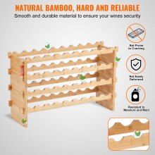 VEVOR Botellero Apilable de Vino para 36 Botellas de Madera de Bambú 4 Niveles