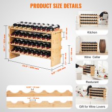 VEVOR Botellero Apilable de Vino para 36 Botellas de Madera de Bambú 4 Niveles