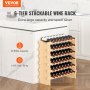 VEVOR Botellero para Vinos de Bambú de 6 Niveles 48 Botellas Estantería Modular Apilable 76,5 x 25 x 77,5 cm Estantería de Exhibición Independiente para Vinos para Cocina, Bar y Bodega, Color Natural
