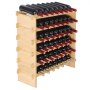 VEVOR Botellero para Vinos de Bambú de 6 Niveles 48 Botellas Estantería Modular Apilable 76,5 x 25 x 77,5 cm Estantería de Exhibición Independiente para Vinos para Cocina, Bar y Bodega, Color Natural