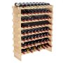 VEVOR Botellero para Vinos de Bambú de 8 Niveles 72 Botellas Estantería Modular Apilable 85 x 25 x 102,5 cm Estantería de Exhibición Independiente para Vinos para Cocina, Bar y Bodega, Color Natural