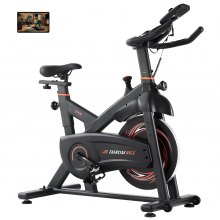 VEVOR Bicicleta Estática con Resistencia Magnética Ajustable en Interiores, con Transmisión por Correa Silenciosa, Cojín de Asiento, Monitor LCD y Volante de Inercia Pesado, 1110 x 540 x 1245 mm