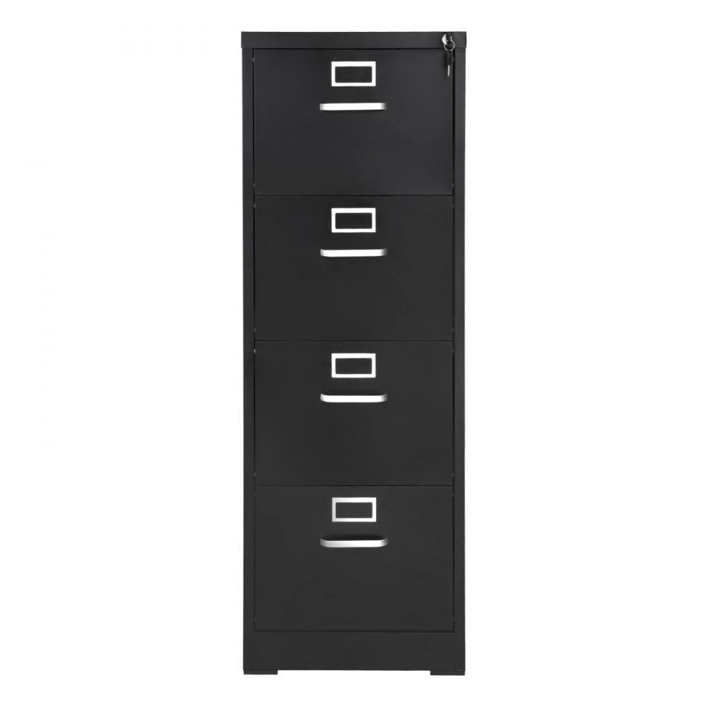 VEVOR Archivador Vertical de Metal, Archivador Vertical 450 x 620 x 1340 mm de 4 Cajones con Cerradura, Barra de Suspensión Desmontable para Archivos de Tamaño A4/Carta/Legal para Oficina, Negro