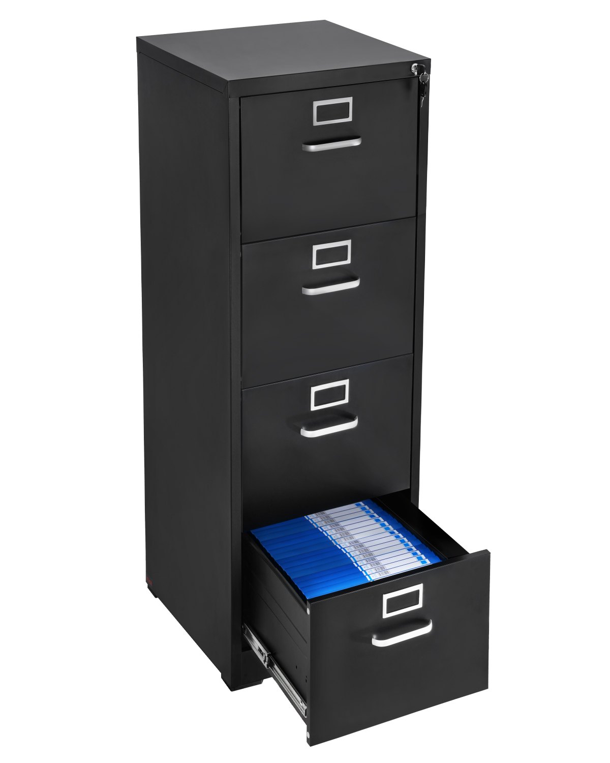 VEVOR Archivador Vertical de Metal, Archivador Vertical 450 x 620 x 1340 mm de 4 Cajones con Cerradura, Barra de Suspensión Desmontable para Archivos de Tamaño A4/Carta/Legal para Oficina, Negro