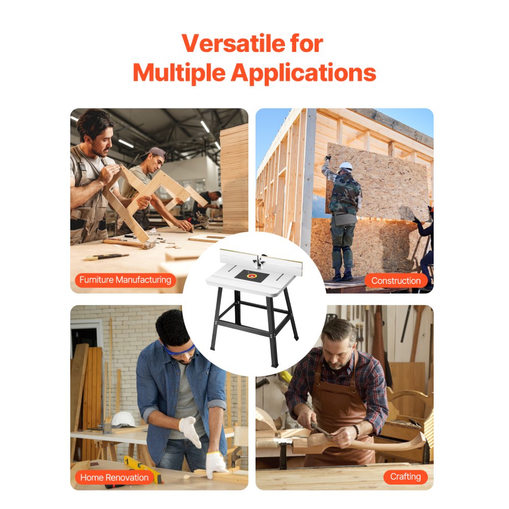 VEVOR Mesa de Fresado Vertical 920 x 606 x 1025 mm con Guía Ajustable, Tablero de MDF, Base Metálica Resistente, Puerto de Recolección de Polvo para Fresadoras y Brocas de Diferentes Tamaños