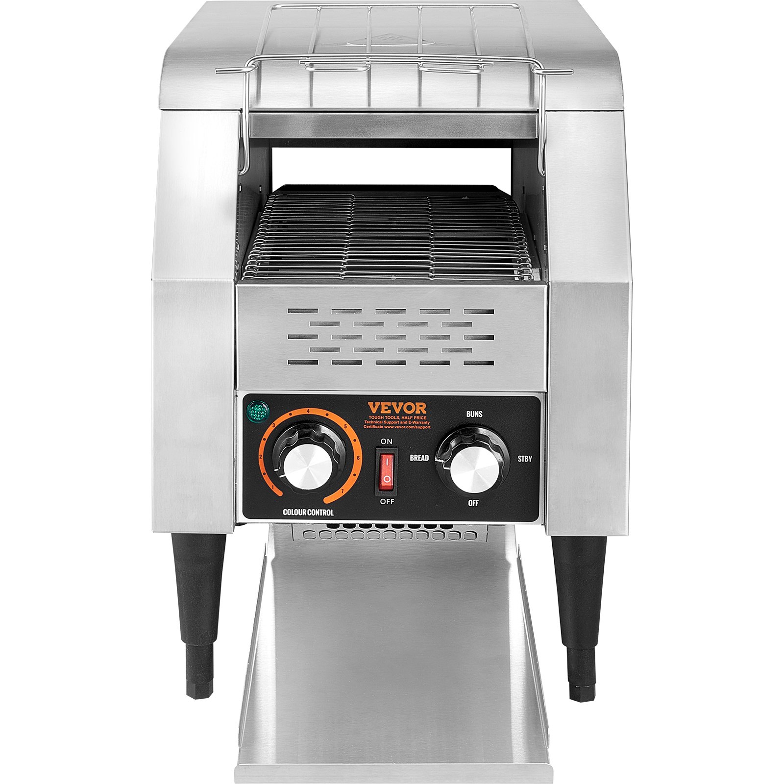 VEVOR Tostadora Transportadora Comercial 150 Rebanadas por Hora Tostadora de Acero Inoxidable 1300W 7 Configuraciones de Velocidad con Bandeja para Migas Bollos Hamburguesa Panadería Restaurante Hotel