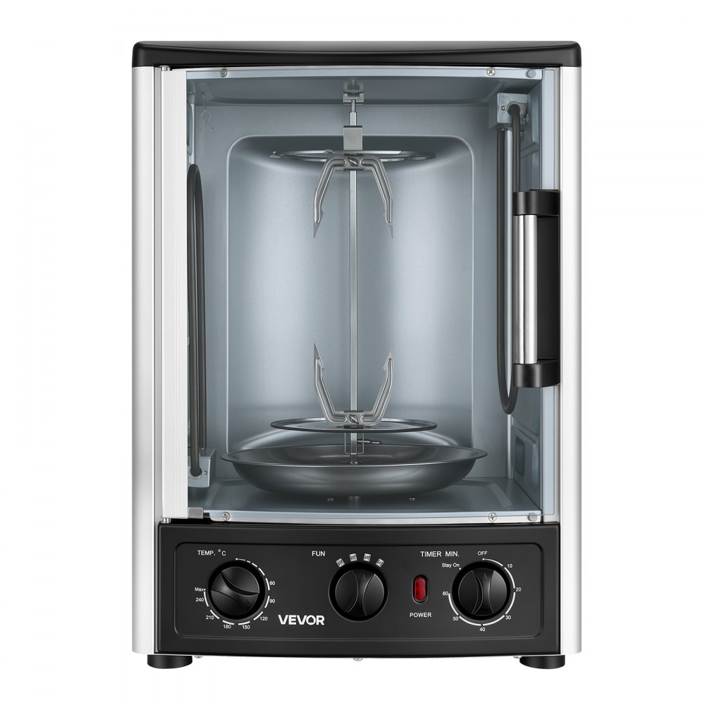 VEVOR Máquina para Asar Shawarma 22 L, Asador Vertical Giratorio 1500 W, con Puerta Resistente al Calor, Bandeja Recogegrasa, Temporizador y control de temperatura, con 7 Brochetas, para Restaurante