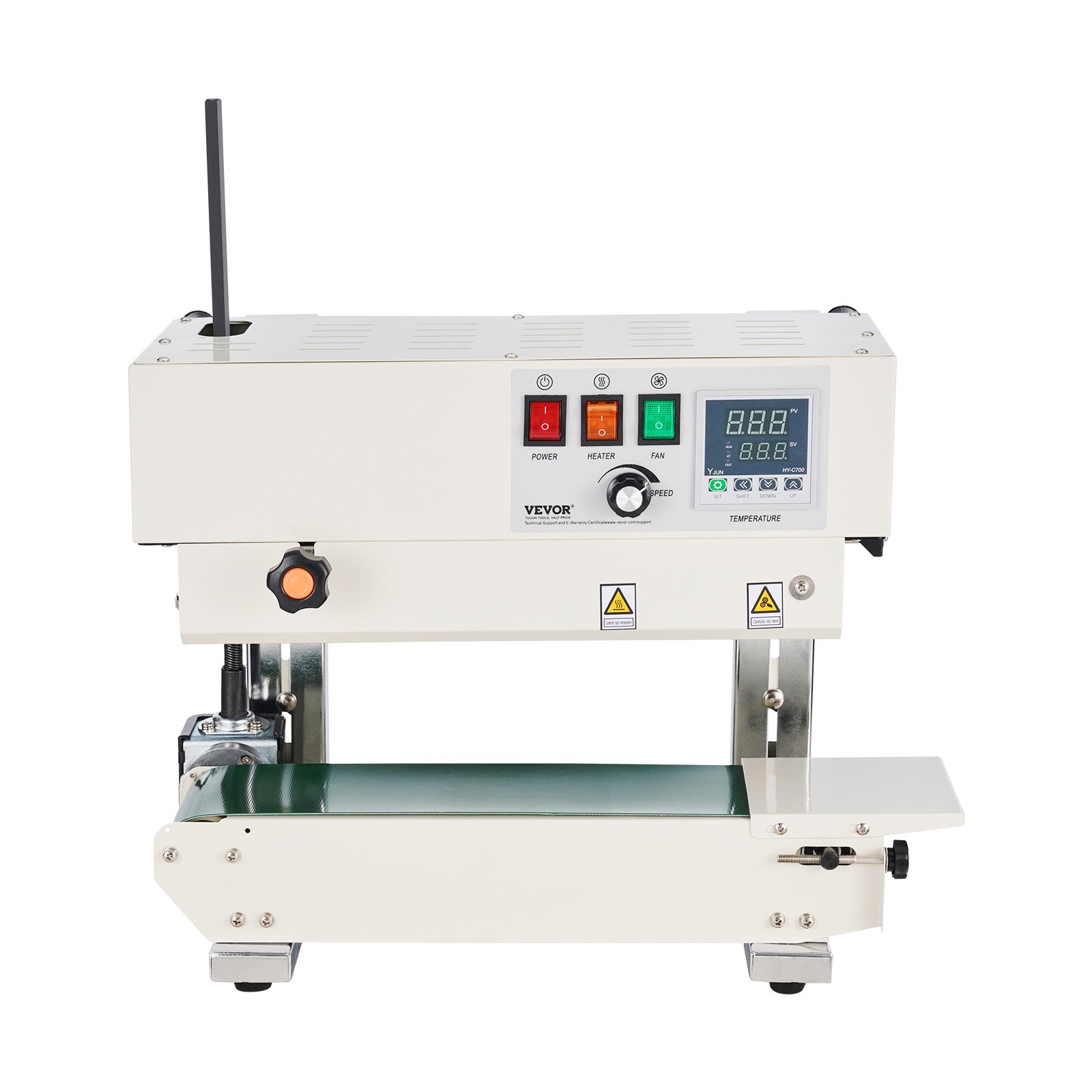 VEVOR Selladora Continua de Acero al Carbono de Bolsas de Banda Ancho de Sellado de 6-12 mm, Sellador Vertical con Control de Temperatura Digital para Película de Bolsa de Plástico de 0,02-0,8 mm