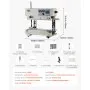 VEVOR Máquina de Sellado Continuo Vertical Ancho de Sellado 6-12 mm, Selladora de Banda con Impresión por Rodillo, Temperatura y Velocidad Ajustables, Envasadora para Bolsas de Plástico 0,03-0,8 mm
