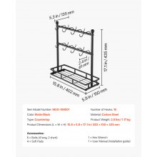 VEVOR Soporte para Tazas Café Base Almacenamiento 402 x 150 x 435 mm 16 Ganchos