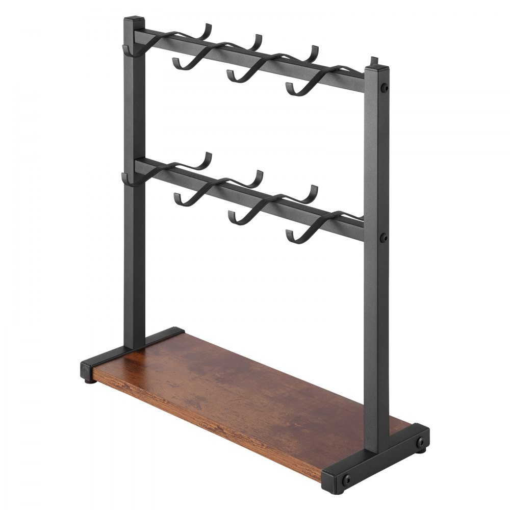 VEVOR Soporte para Tazas de Café para Encimera, con 16 Ganchos y Base de Almacenamiento, 2 Niveles, Acero al Carbono y Madera, para Almacenamiento y Exhibición(Negro Mate), 425 x 156 x 438 mm