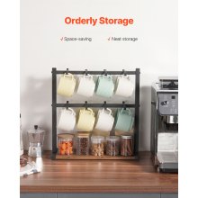 VEVOR Soporte para Tazas de Café para Encimera 16 Ganchos 425 x 156 x 438 mm