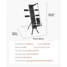 VEVOR Cortadora de Espuma de Alambre Caliente 200 W Cortadora de Poliestireno con 6 Cables Calefactores Herramienta de Corte Eléctrica con Longitud de Corte Máxima de 1150 mm para Espuma, Esponja