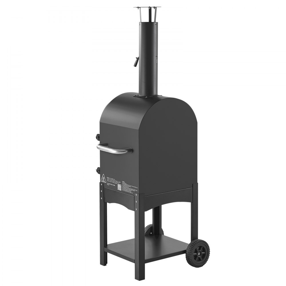 VEVOR Horno de Pizza de Pellets de Leña de 2 Capas, para Exteriores, con 2 Ruedas Extraíbles, Máquina para Hacer Pizzas con Una Temperatura Máxima de 540 °C para Asar, 540 x 445 x 1420 mm, Negro