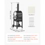 VEVOR Horno de Pizza de Pellets de Leña de 2 Capas, para Exteriores, con 2 Ruedas Extraíbles, Máquina para Hacer Pizzas con Una Temperatura Máxima de 540 °C para Asar, 540 x 445 x 1420 mm, Negro