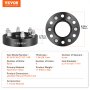 Espaciadores de rueda VEVOR, adaptadores de rueda de 1,5" 6" x 5,3", espaciador forjado de 6 espárragos, espaciadores de pernos centrados en el eje de 87,1 mm M14 x 1,5, aptos para Ford F150, Expedition, Lobo, Navigator, 4 piezas negras