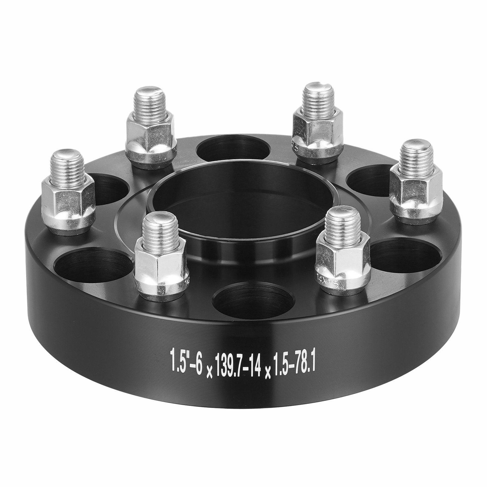 Espaciadores de rueda VEVOR, adaptadores de rueda de 1,5" 6" x 5", espaciador forjado de 6 espárragos, espaciadores de pernos centrados en el eje de 78,1 mm M14 x 1,5, aptos para Chevrolet, GMC y Cadillac 1995-2023, 4 piezas negras