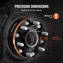 VEVOR Espaciadores de Rueda Forjados de φ 176 x 82,8 mm 6 Espárragos 4 uds Negro
