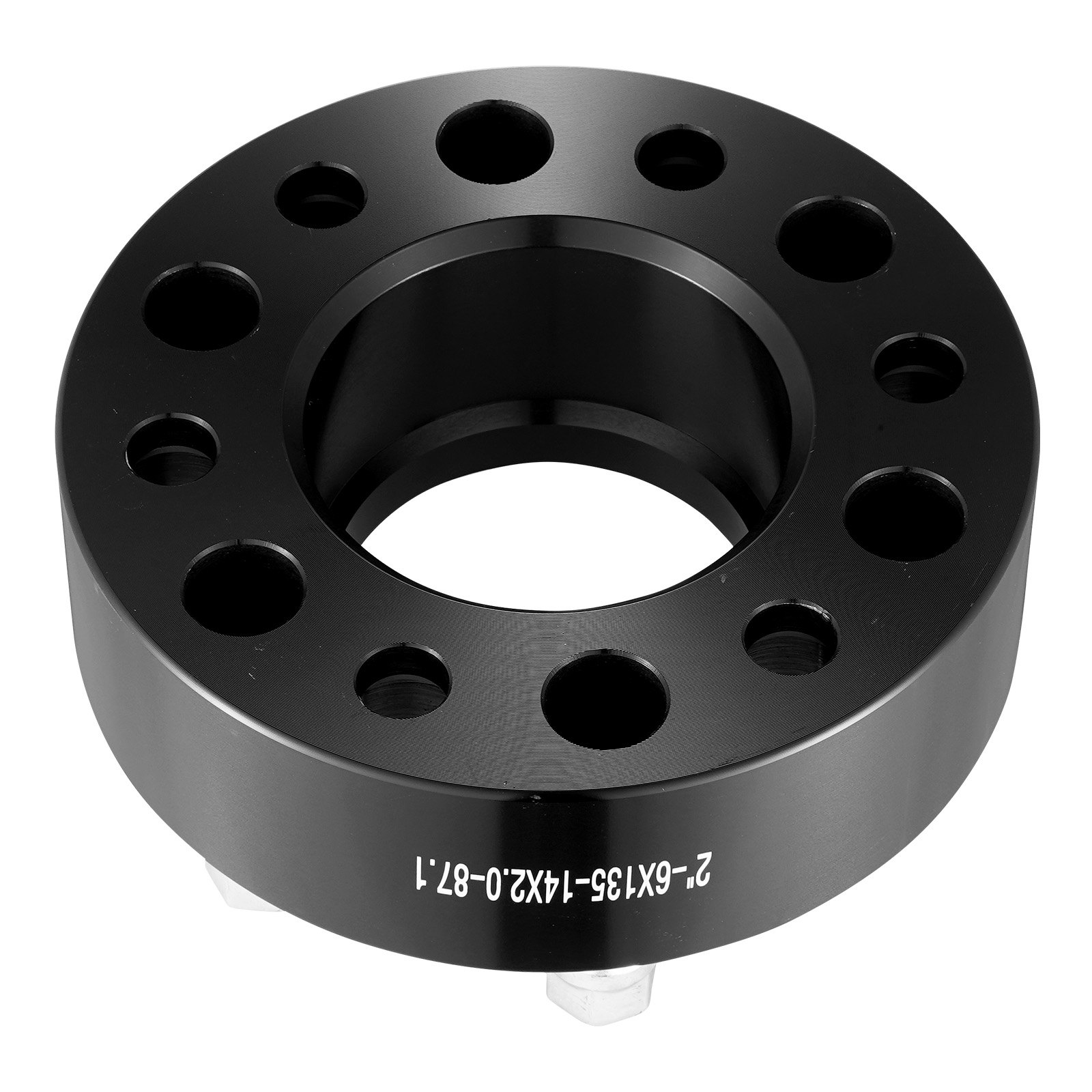 Espaciadores de rueda VEVOR, adaptadores de rueda de 2" 6"x5.3", espaciador forjado de 6 lengüetas, espaciadores de pernos Hubcentric M14 x2 de orificio de 87,1 mm, aptos para Ford Expedition, F150, Lincoln Navigator, 4 piezas negro