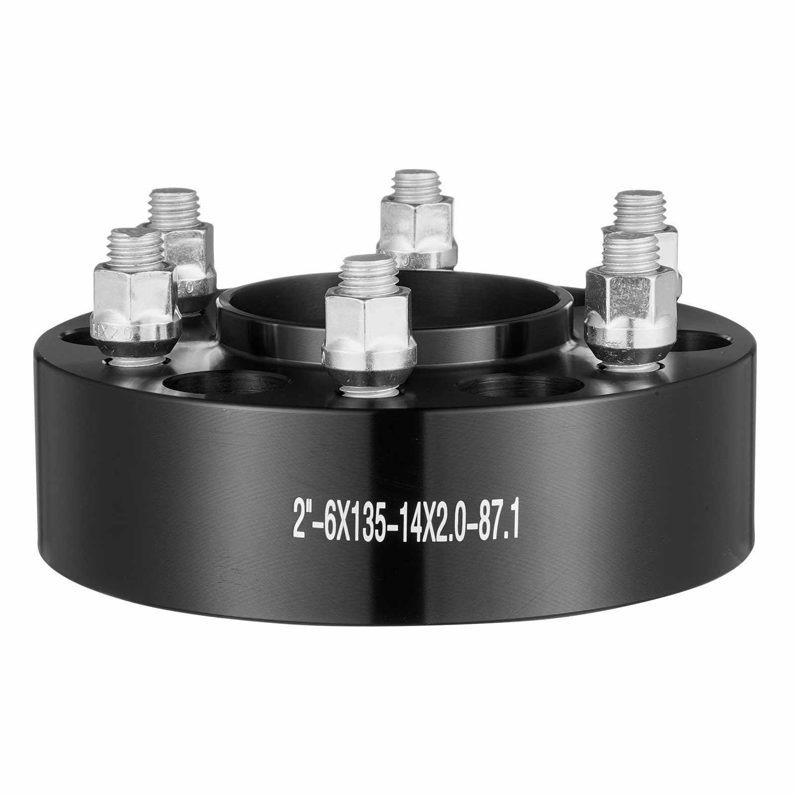 Espaciadores de rueda VEVOR, adaptadores de rueda de 2" 6"x5.3", espaciador forjado de 6 lengüetas, espaciadores de pernos Hubcentric M14 x2 de orificio de 87,1 mm, aptos para Ford Expedition, F150, Lincoln Navigator, 4 piezas negro