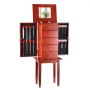 VEVOR Jewelry Cabinet Armoire, Standing Wood Jewelry Storage Chest with 4 Spacious Drawers, Flip Top Mirror, 4 Top Storage Compartments, Zinc Alloy Handles, 2 Side Doors with 16 Necklace Hooks