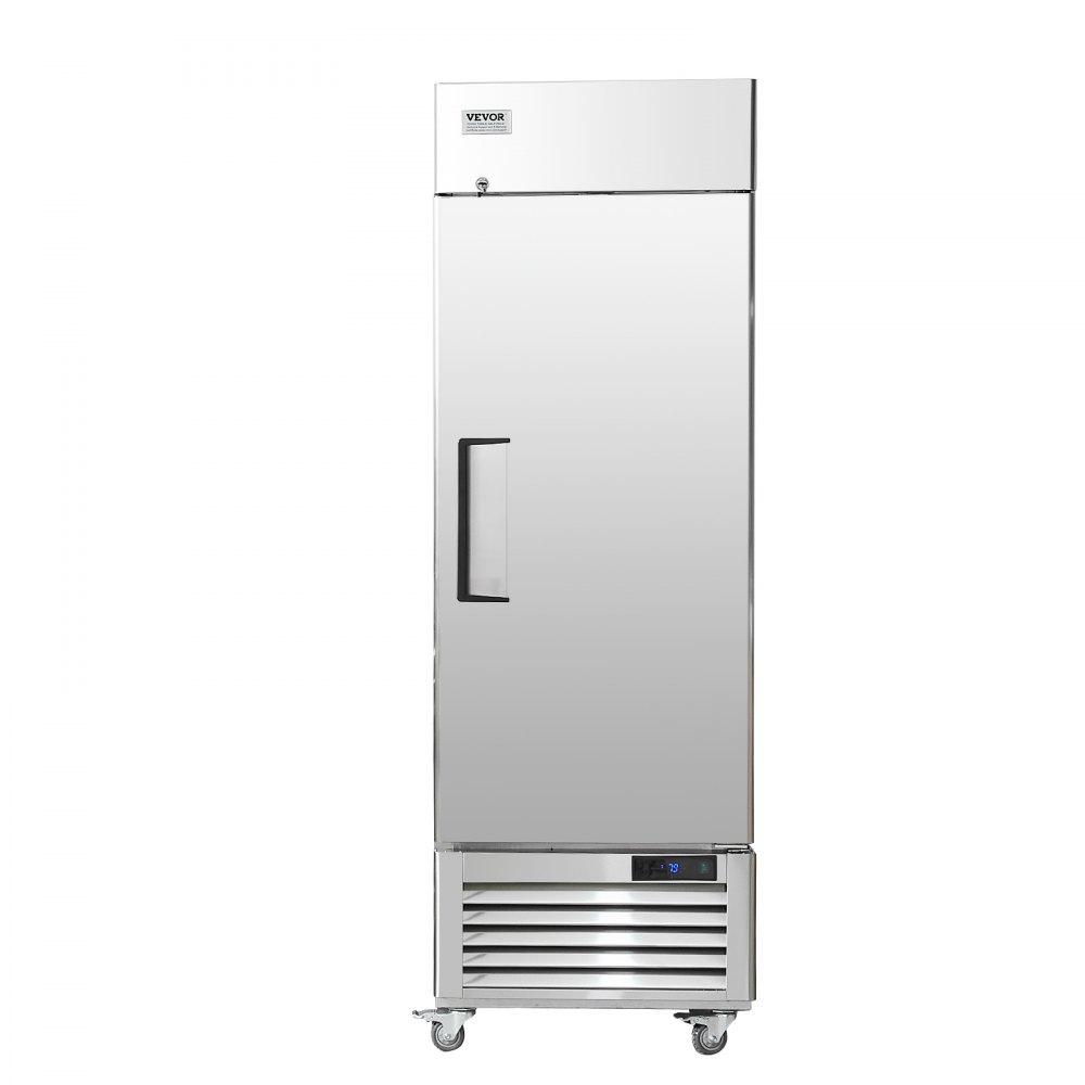 VEVOR Commercial Freezer 570 L, Single Door Freezer, Stainless Steel Freezer with Automatic Defrost, 3 Adjustable Shelves, Temperature Control from -25 to -15 ℃ and 4 Wheels