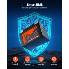 VEVOR Batería de Motocicleta, 12 V, 2 Ah, LiFePO4 Litio Precargada para Deportes de Motor, sin Mantenimiento y Potente, Compatible con Vehículos Todo Terreno, Motocicletas, Motos Acuáticas y Más